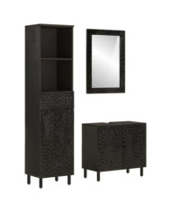 Ensemble d'armoires de salle de bain 3 pcs bois manguier massif | Mobilier & Déco
