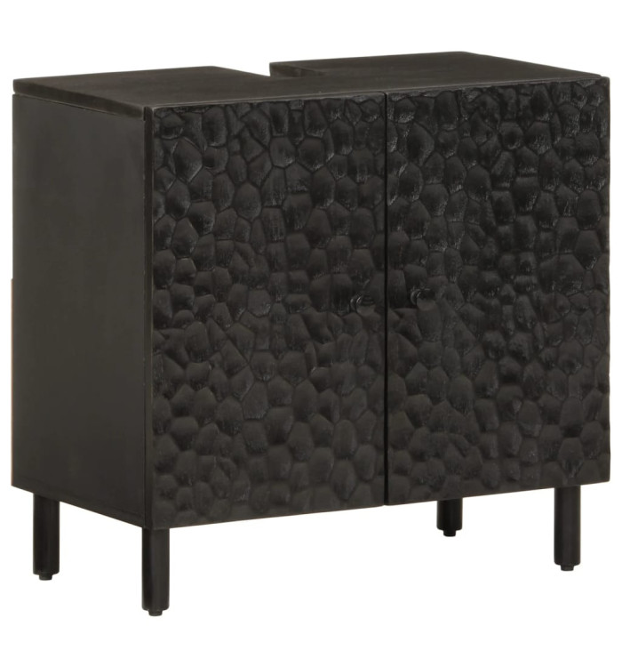 Armoire lavabo de salle de bain noir bois massif de manguier | Mobilier & Déco