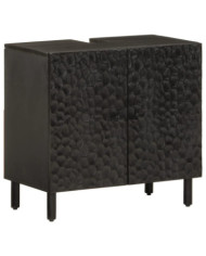 Armoire lavabo de salle de bain noir bois massif de manguier | Mobilier & Déco