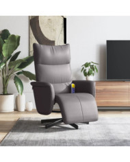 Fauteuil inclinable de massage repose-pieds gris similicuir | Mobilier & Déco