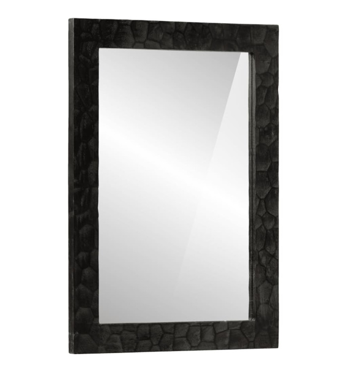 Miroir de bain noir 50x70x2,5 cm bois manguier massif et verre | Mobilier & Déco