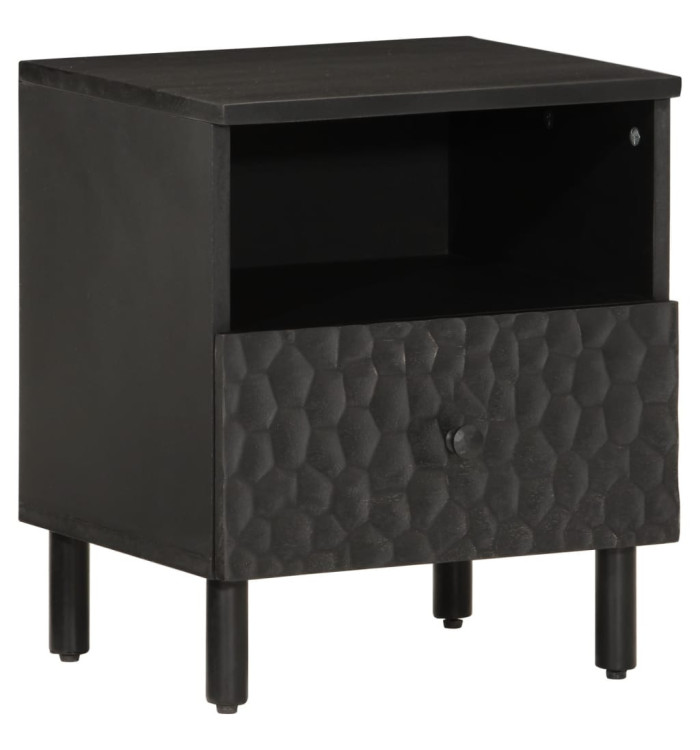 Table de chevet noir 40x33x46 cm bois de manguier solide | Mobilier & Déco