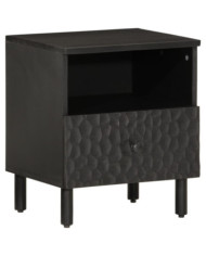 Table de chevet noir 40x33x46 cm bois de manguier solide | Mobilier & Déco