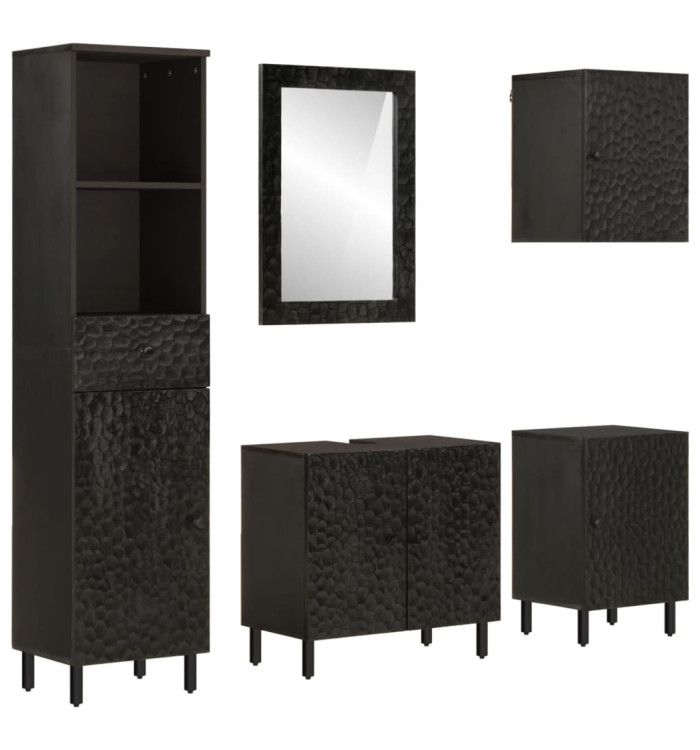 Ensemble d'armoires de salle de bain 5 pcs bois manguier massif | Mobilier & Déco