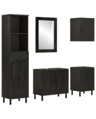 Ensemble d'armoires de salle de bain 5 pcs bois manguier massif | Mobilier & Déco
