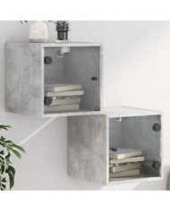 Tables de chevet et portes vitrées 2 pcs gris béton 35x37x35 cm | Mobilier & Déco
