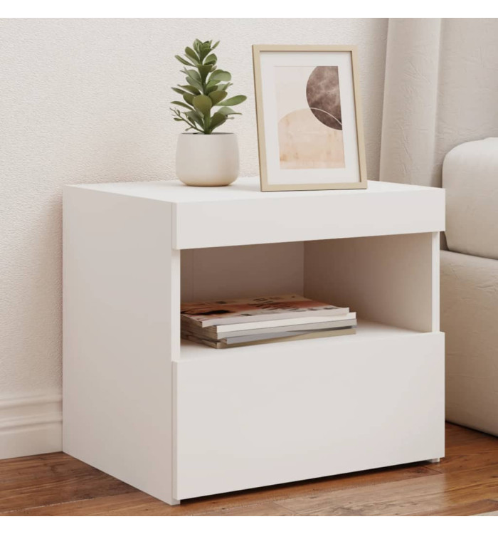 Tables de chevet avec lumières LED 2 pcs blanc 50x40x45 cm | Mobilier & Déco