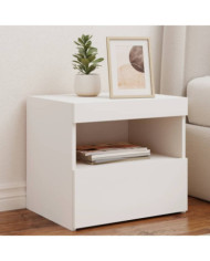 Tables de chevet avec lumières LED 2 pcs blanc 50x40x45 cm | Mobilier & Déco