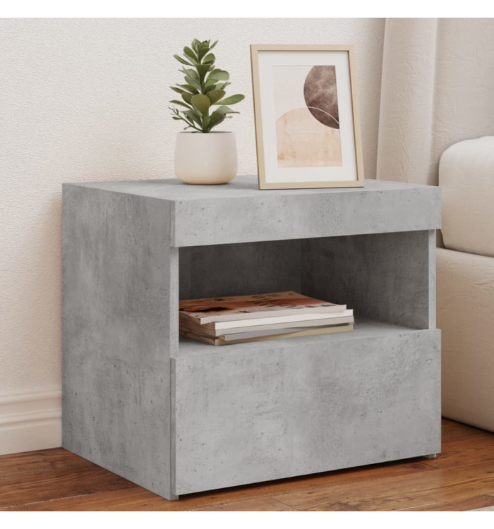 Tables de chevet avec lumières LED 2 pcs gris béton 50x40x45 cm | Mobilier & Déco