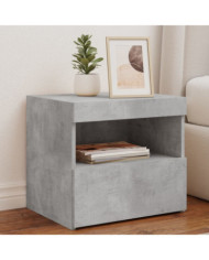 Tables de chevet avec lumières LED 2 pcs gris béton 50x40x45 cm | Mobilier & Déco