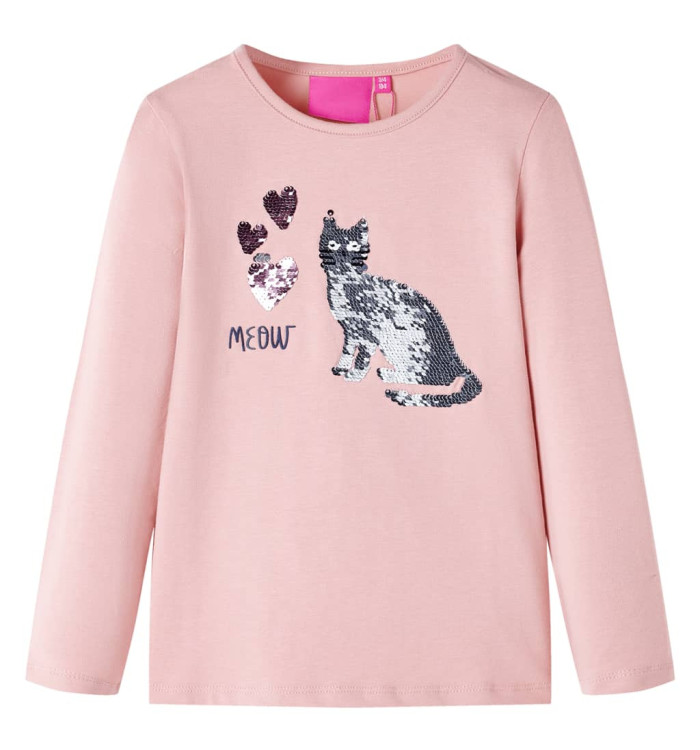 T-shirt enfants à manches longues rose clair 104 | Mobilier & Déco