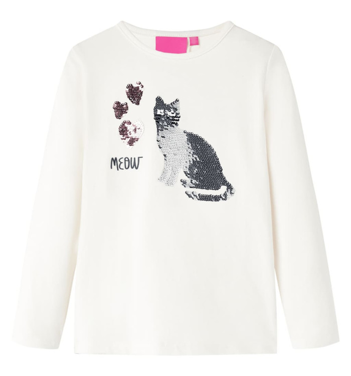 T-shirt pour enfants à manches longues écru 140 | Mobilier & Déco