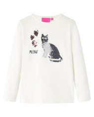 T-shirt pour enfants à manches longues écru 140 | Mobilier & Déco
