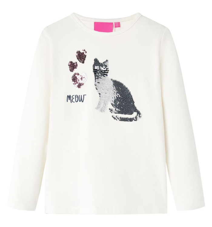 T-shirt pour enfants à manches longues écru 116 | Mobilier & Déco