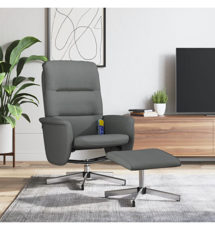 Fauteuil de massage inclinable et repose-pieds gris foncé tissu | Mobilier & Déco