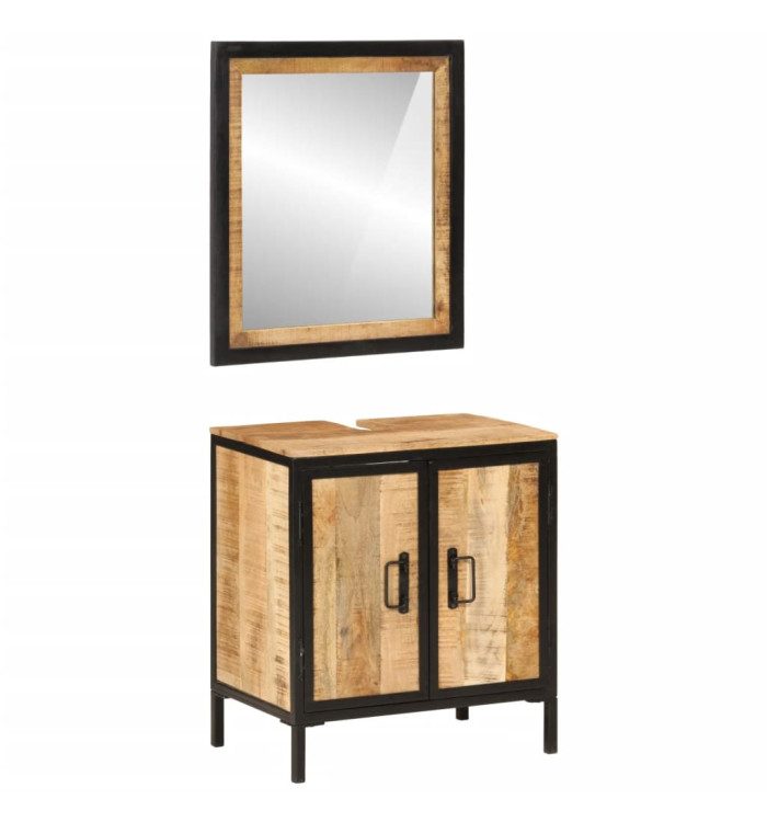 Ensemble de meubles salle de bain 2 pcs fer et bois de manguier | Mobilier & Déco
