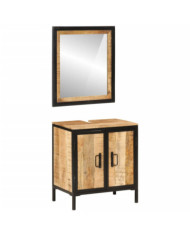 Ensemble de meubles salle de bain 2 pcs fer et bois de manguier | Mobilier & Déco