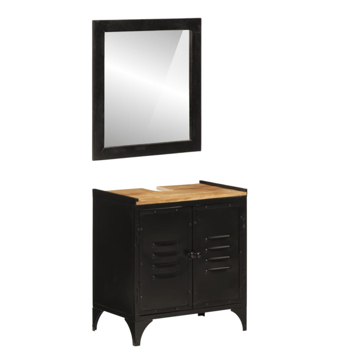 Ensemble de meubles salle de bain 2 pcs fer et bois de manguier | Mobilier & Déco