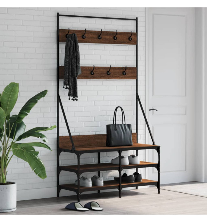Porte-vêtements et rangement des chaussures chêne marron | Mobilier & Déco