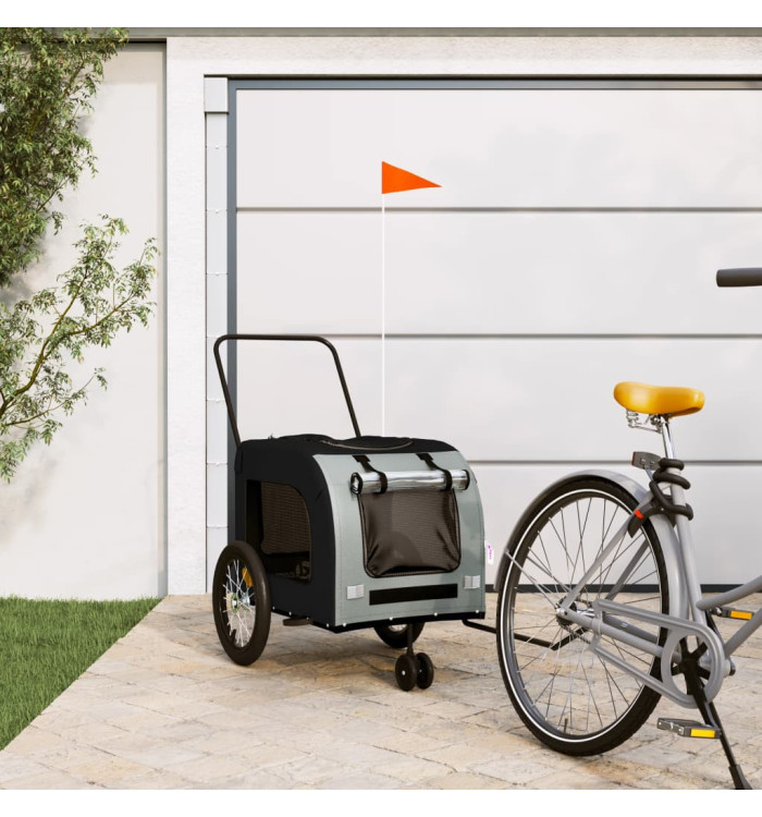 Remorque de vélo pour animaux de compagnie noir et gris | Mobilier & Déco