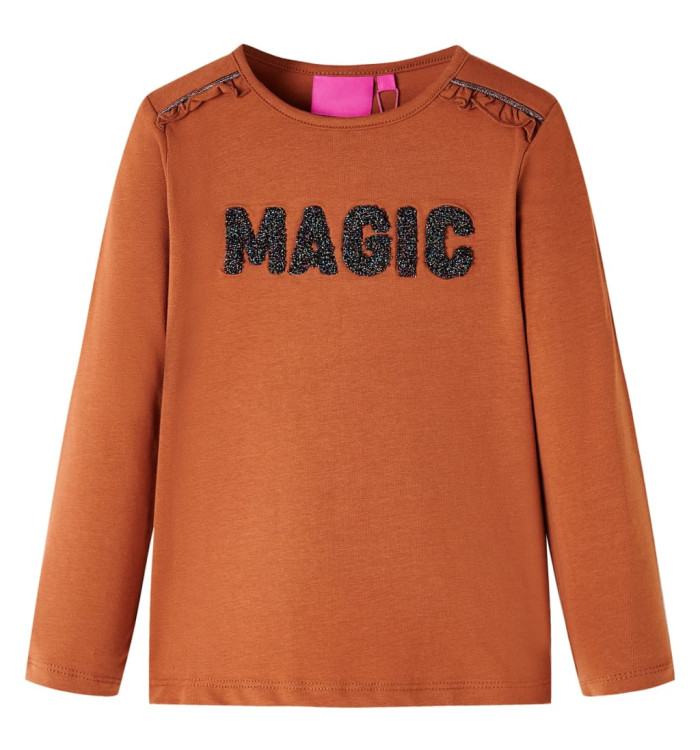 T-shirt enfants à manches longues cognac 128 | Mobilier & Déco