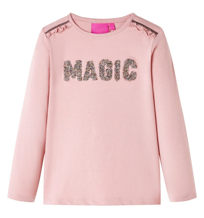 T-shirt enfants à manches longues rose clair 116 | Mobilier & Déco