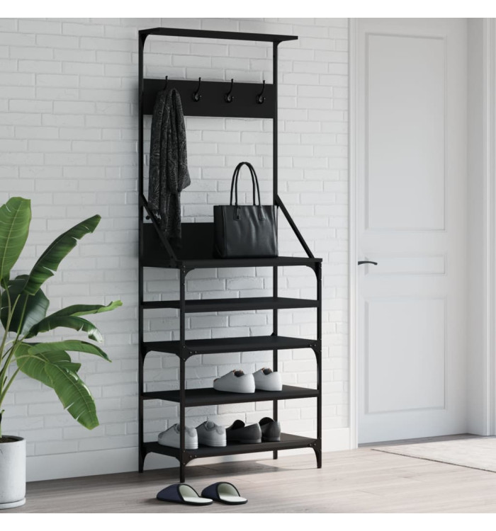 Porte-vêtements et rangement des chaussures noir 70x34x184 cm | Mobilier & Déco