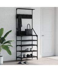 Porte-vêtements et rangement des chaussures noir 70x34x184 cm | Mobilier & Déco