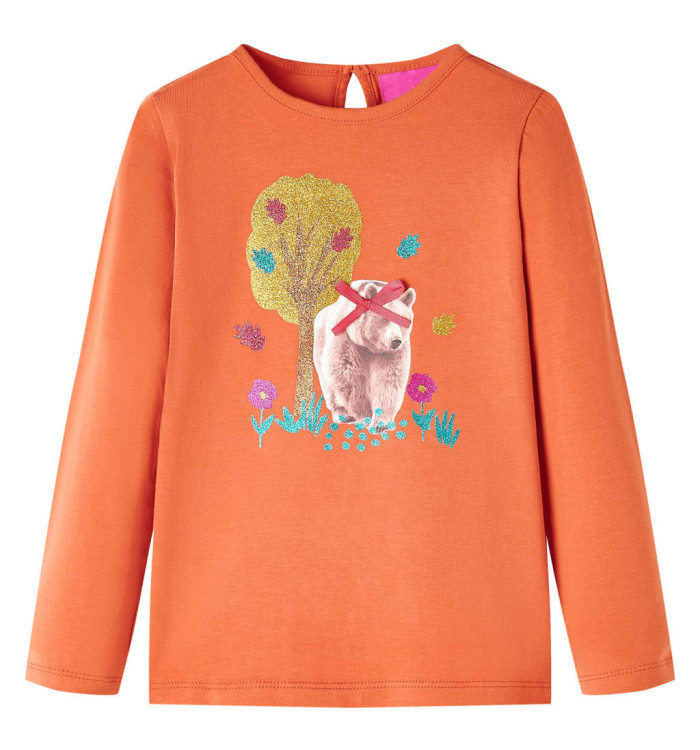 T-shirt enfants à manches longues orange brûlé 140 | Mobilier & Déco