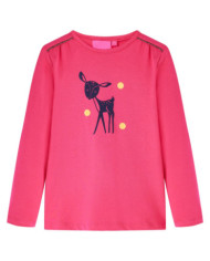 T-shirt enfants à manches longues rose vif 116 | Mobilier & Déco