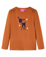 T-shirt enfants à manches longues cognac 128 | Mobilier & Déco