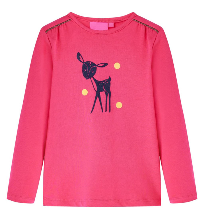 T-shirt enfants à manches longues rose vif 140 | Mobilier & Déco