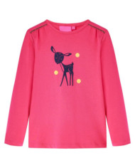 T-shirt enfants à manches longues rose vif 140 | Mobilier & Déco