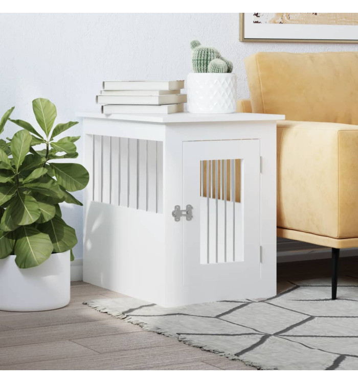 Meuble de cage pour chiens blanc 45x62x59 cm bois d'ingénierie | Mobilier & Déco