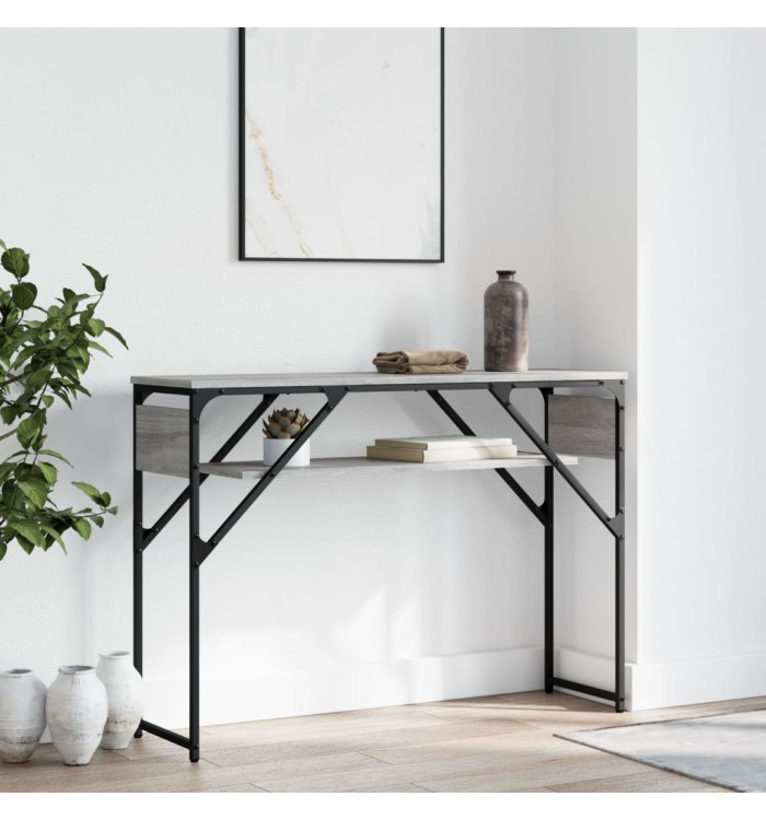 Table console avec étagère sonoma gris 105x30x75 cm | Mobilier & Déco