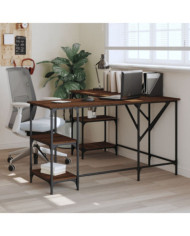 Bureau chêne marron 139x139x75 cm bois d'ingénierie | Mobilier & Déco