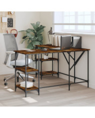 Bureau chêne fumé 139x139x75 cm bois d'ingénierie | Mobilier & Déco