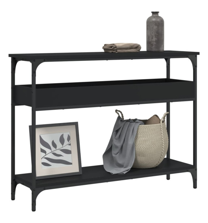 Table console avec étagère noir 100x29x75 cm bois d'ingénierie | Mobilier & Déco