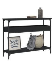 Table console avec étagère noir 100x29x75 cm bois d'ingénierie | Mobilier & Déco