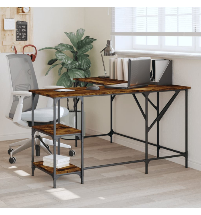 Bureau chêne fumé 139x139x75 cm bois d'ingénierie | Mobilier & Déco