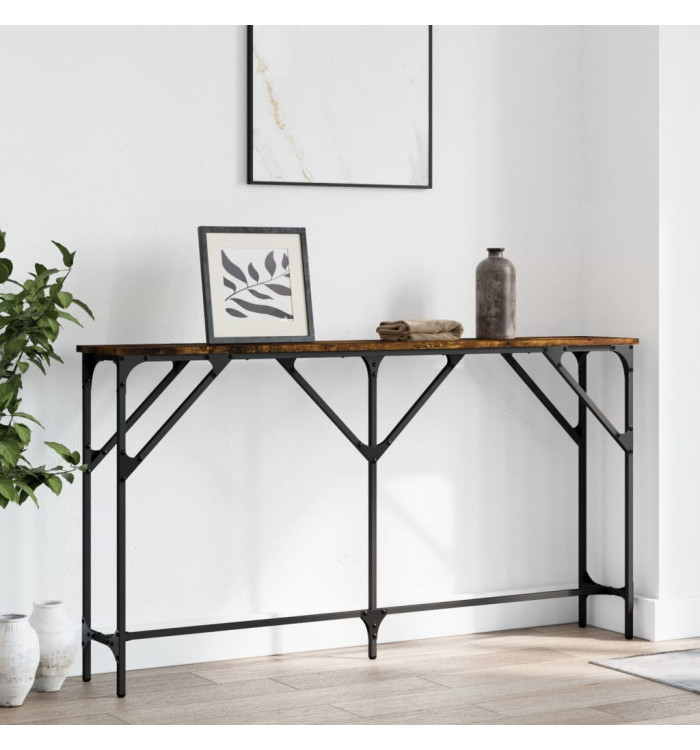 Table console chêne fumé 140x23x75 cm bois d'ingénierie | Mobilier & Déco