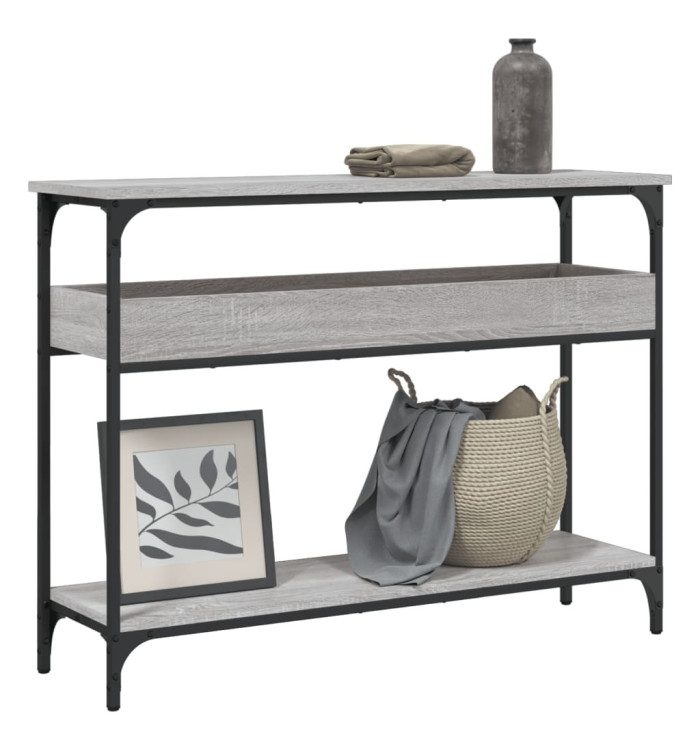 Table console avec étagère sonoma gris 100x29x75 cm | Mobilier & Déco