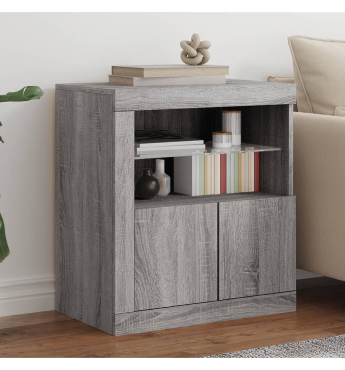 Buffet avec lumières LED sonoma gris 60,5x37x67 cm | Mobilier & Déco