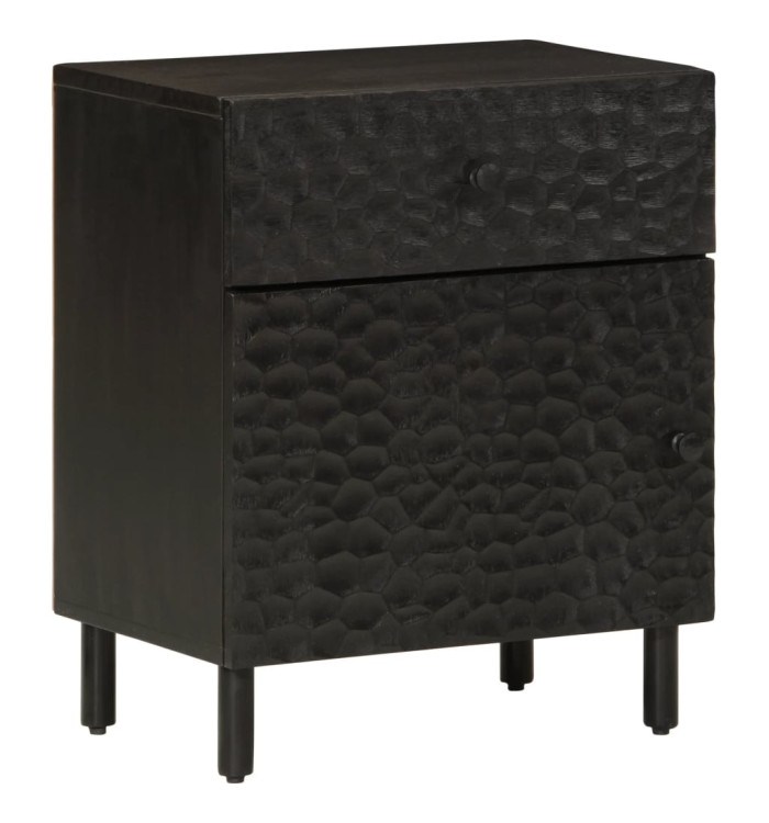 Table de chevet noir 50x33x60 cm bois de manguier massif | Mobilier & Déco
