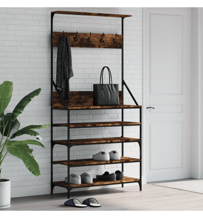 Porte-vêtements et rangement des chaussures chêne fumé | Mobilier & Déco
