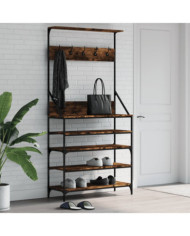 Porte-vêtements et rangement des chaussures chêne fumé | Mobilier & Déco