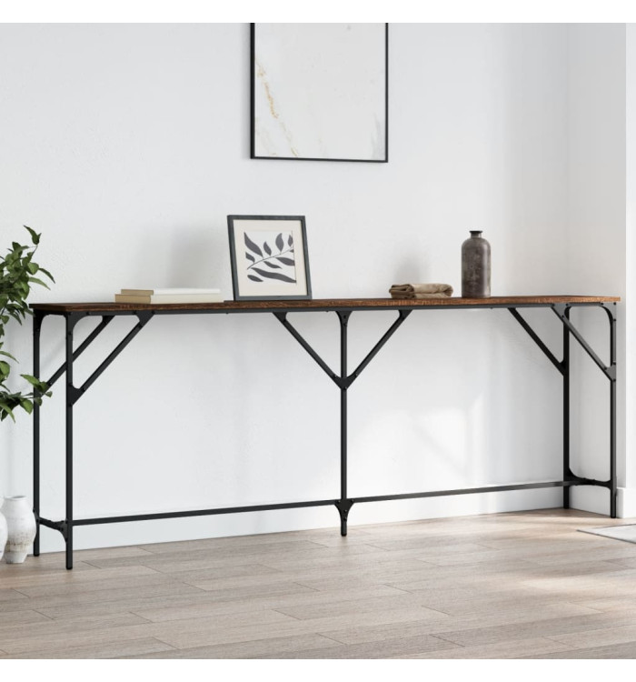 Table console chêne marron 200x29x75 cm bois d'ingénierie | Mobilier & Déco