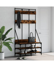 Porte-vêtements et rangement des chaussures chêne fumé | Mobilier & Déco