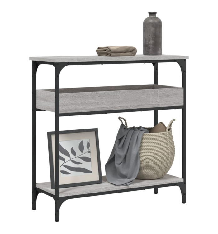 Table console avec étagère sonoma gris 75x29x75 cm | Mobilier & Déco