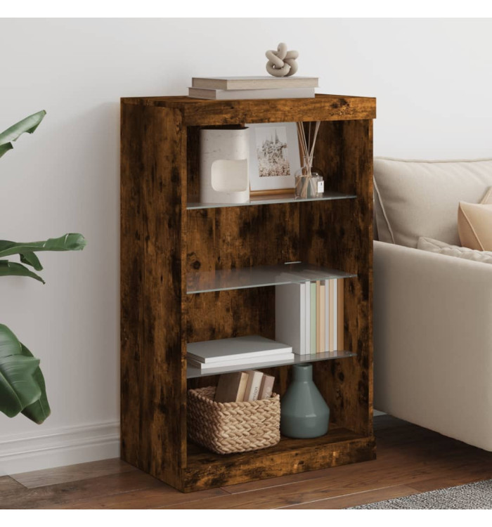 Buffet avec lumières LED chêne fumé 60,5x37x100 cm | Mobilier & Déco